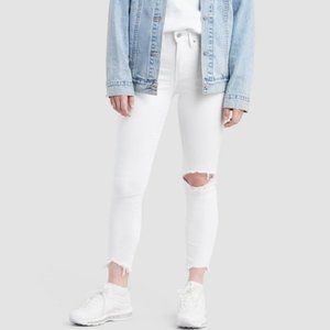 Levi's 721 High-Rise Ankle Skinny Jeans White Distressed Slim Women's Size 30 10